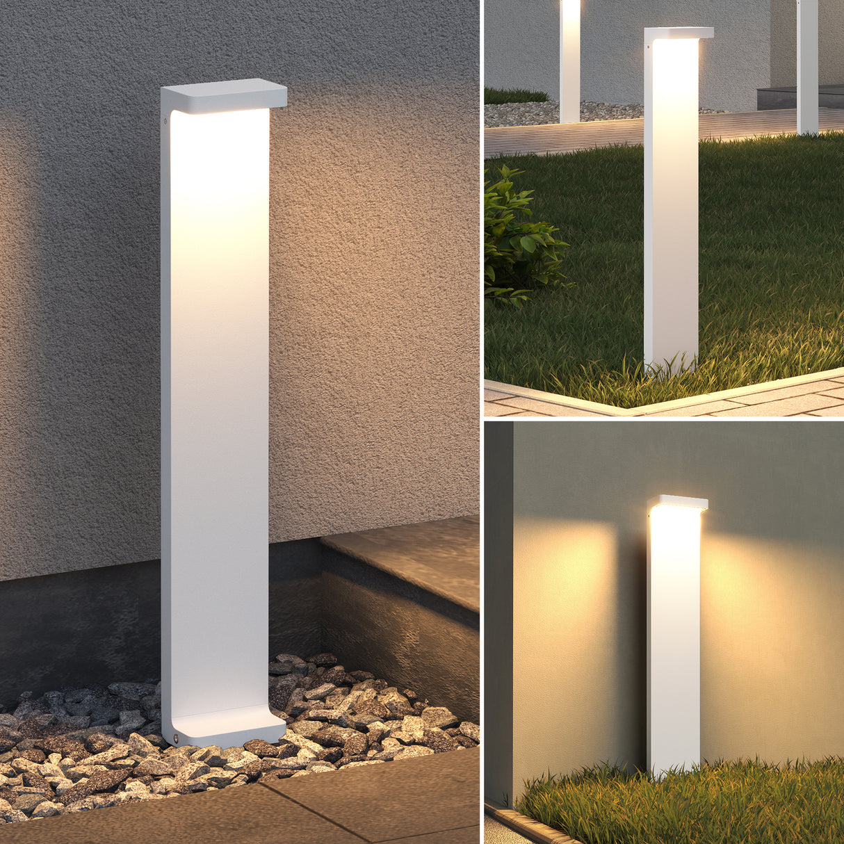 Lampe d'extérieur glasvilla 10x6x60cm IP65 éclairage de chemin extérieur | Borne lumineuse pour jardin, lampadaire 3000K, lampe de jardin | Lampadaire d'extérieur 6W LumaTorch