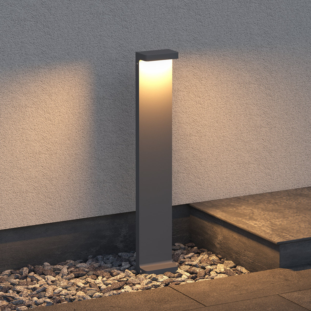 Lampe d'extérieur glasvilla 10x6x60cm IP65 éclairage de chemin extérieur | Borne lumineuse pour jardin, lampadaire 3000K, lampe de jardin | Lampadaire d'extérieur 6W LumaTorch
