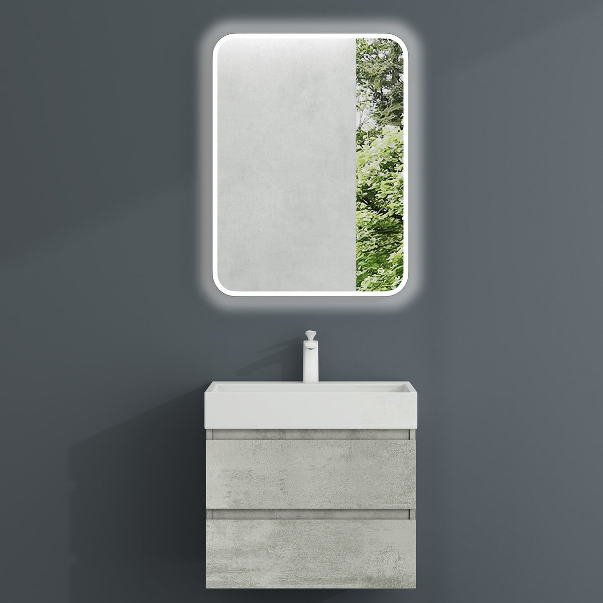 glasvilla Mobile Bagno Sospeso con 2 Cassetti Include Lavabo Mobile da Bagno con Lavabo Verona