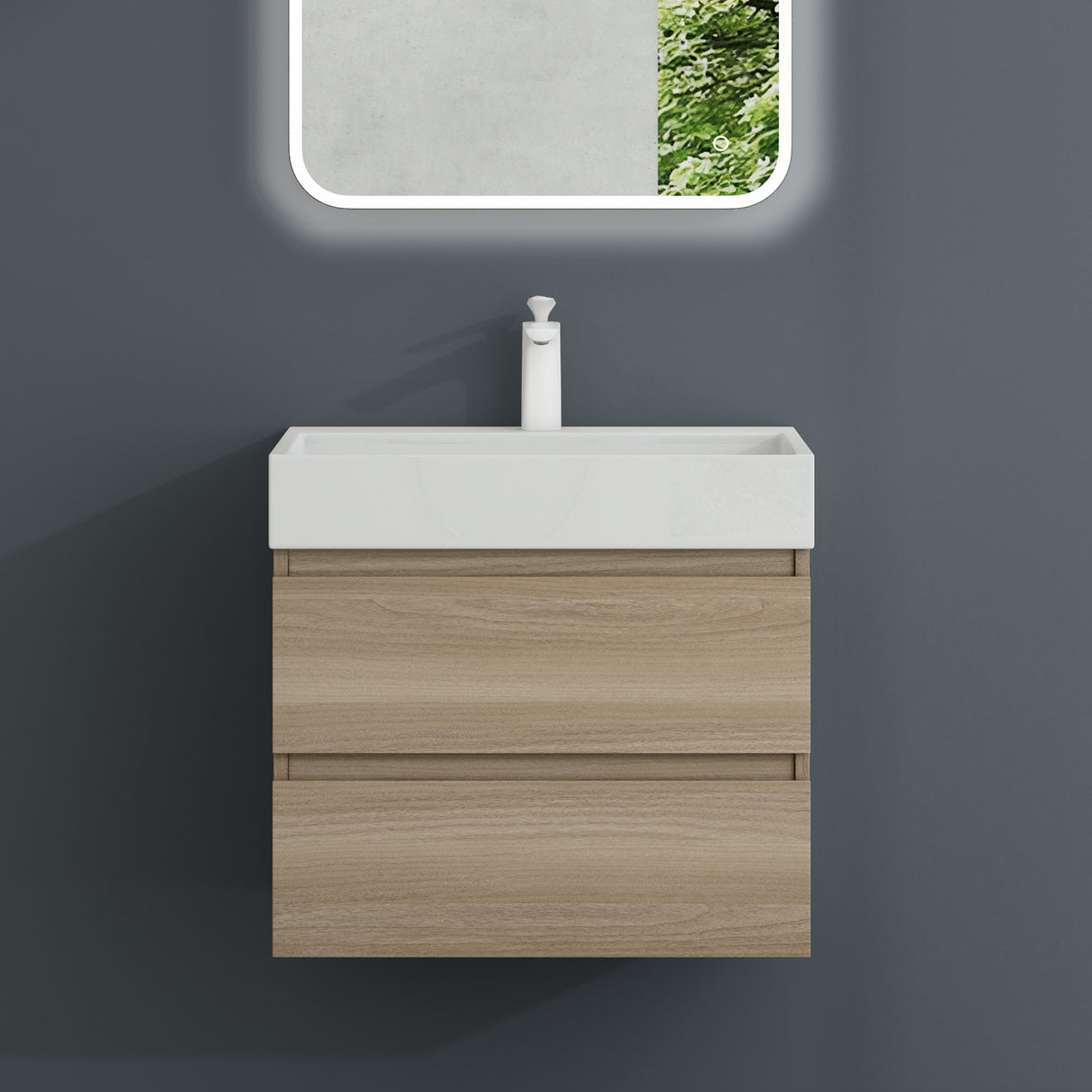 glasvilla Mobile Bagno Sospeso con 2 Cassetti Include Lavabo Mobile da Bagno con Lavabo Verona