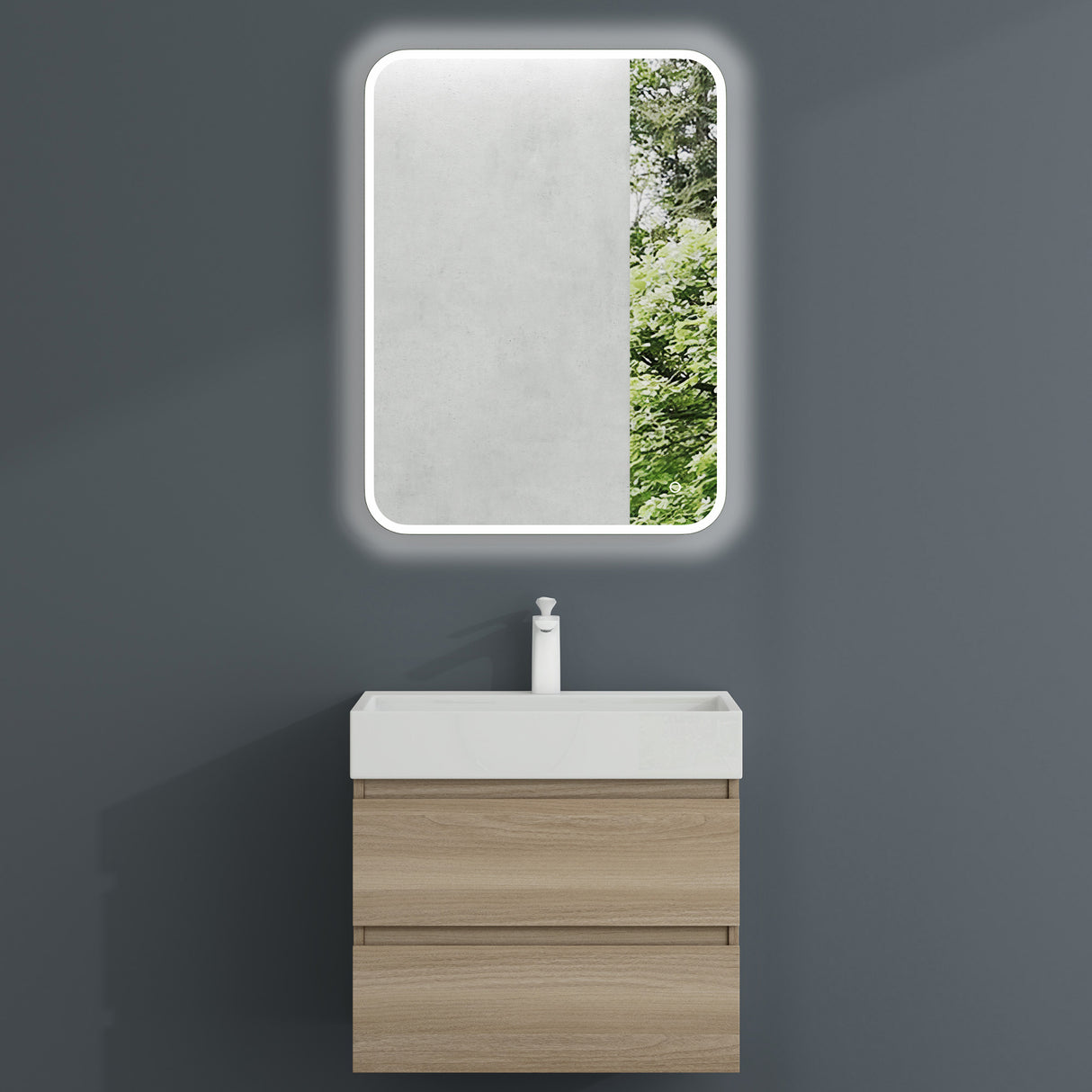 glasvilla Mobile Bagno Sospeso con 2 Cassetti Include Lavabo Mobile da Bagno con Lavabo Verona