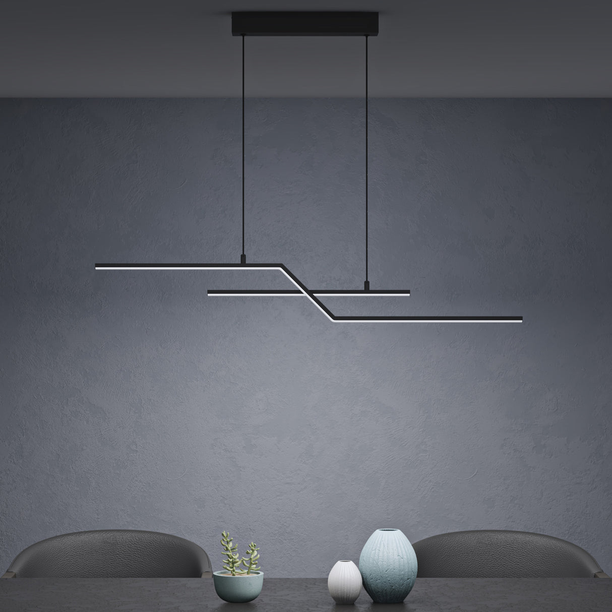 glasvilla Lámpara colgante 105cm LED Lámpara colgante Diseño lineal 3000K/4000K/6000K Cable ajustable 18W Lámpara colgante para comedor sala de estar dormitorio