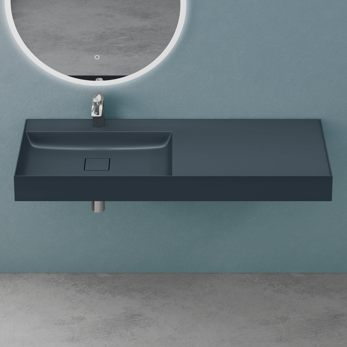Lavabo Glasvilla, lavabo à poser, lavabo suspendu, en fonte minérale, rectangulaire, meuble-lavabo Col630