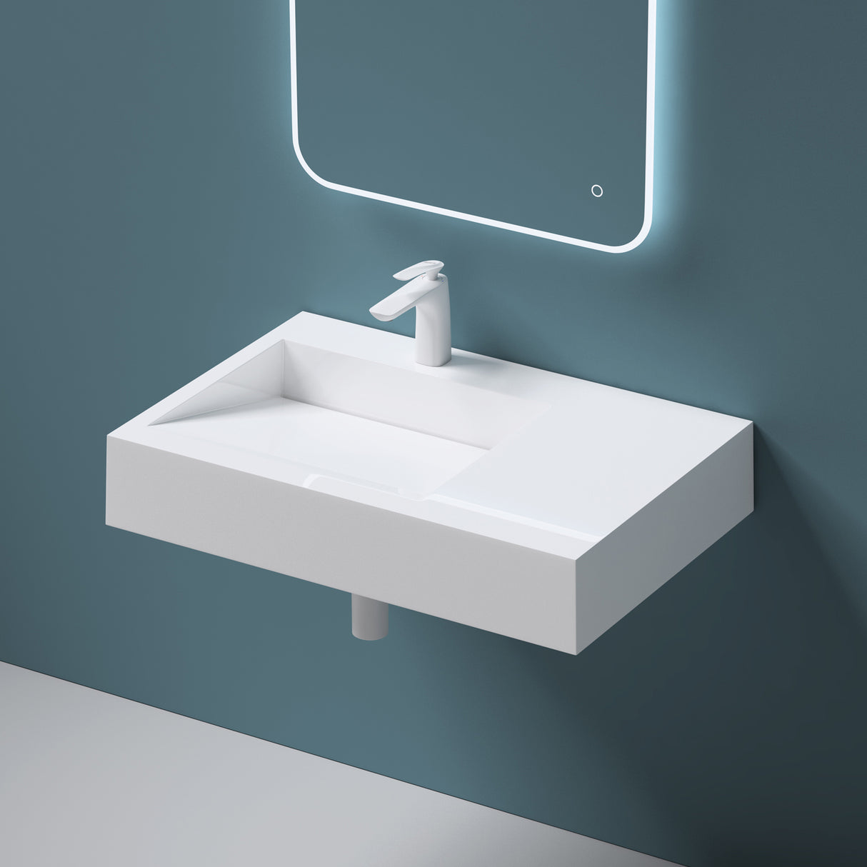 glasvilla Waschbecken Hängewaschbecken Aufsatzwaschbecken Mineralguss rechteckige Form Col11