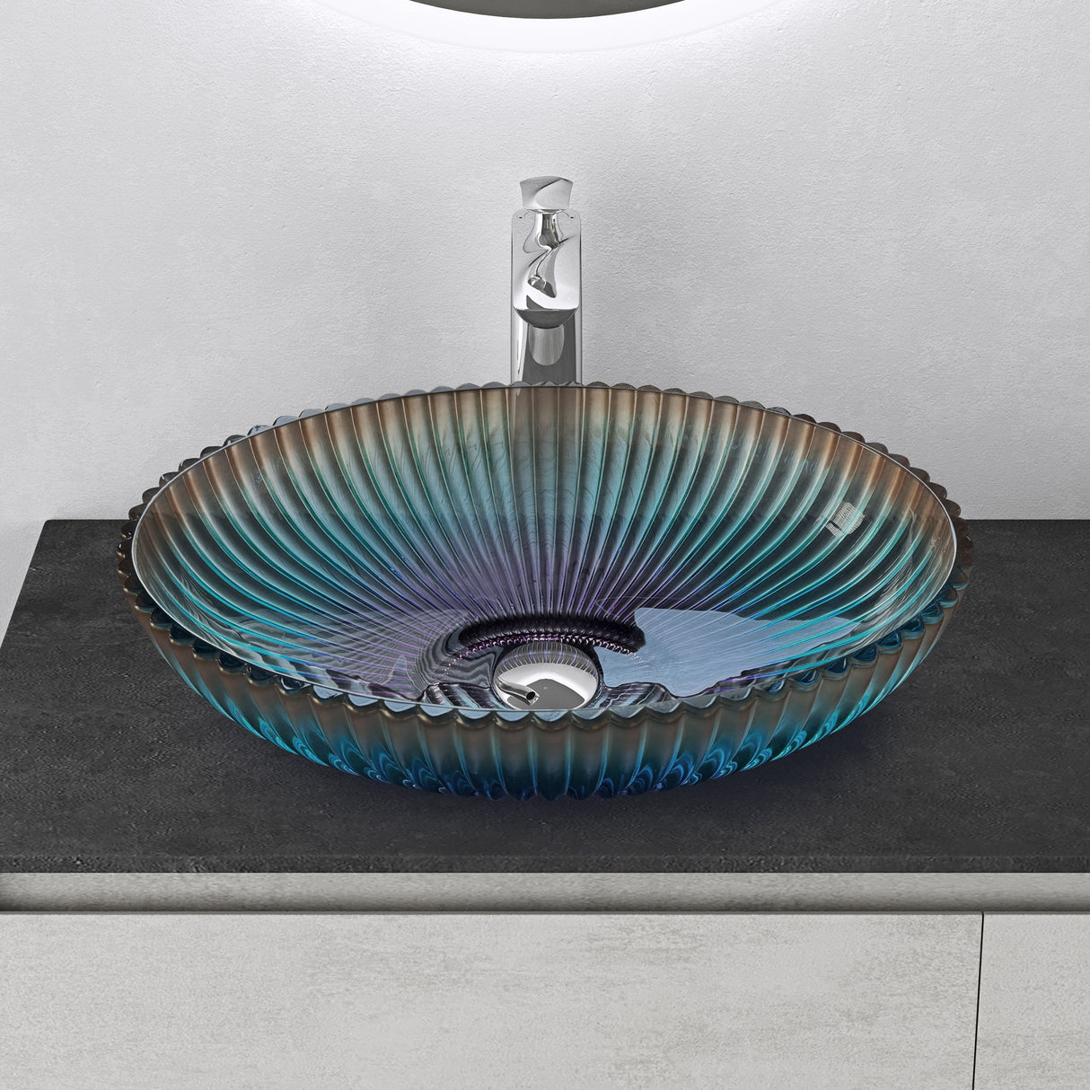 glasvilla Waschbecken Glas Aufsatzwaschbecken Glaswaschbecken Handwaschbecken Waschschale Oval