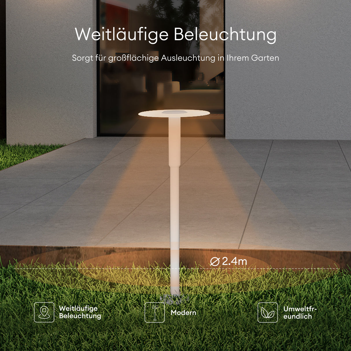 Luminaire extérieur glasvilla ⌀300xH804mm IP65 éclairage de chemin extérieur | Borne lumineuse pour jardin, lampadaire 3000K, lampe de jardin | Lampadaire d'extérieur 6W StellaeLights