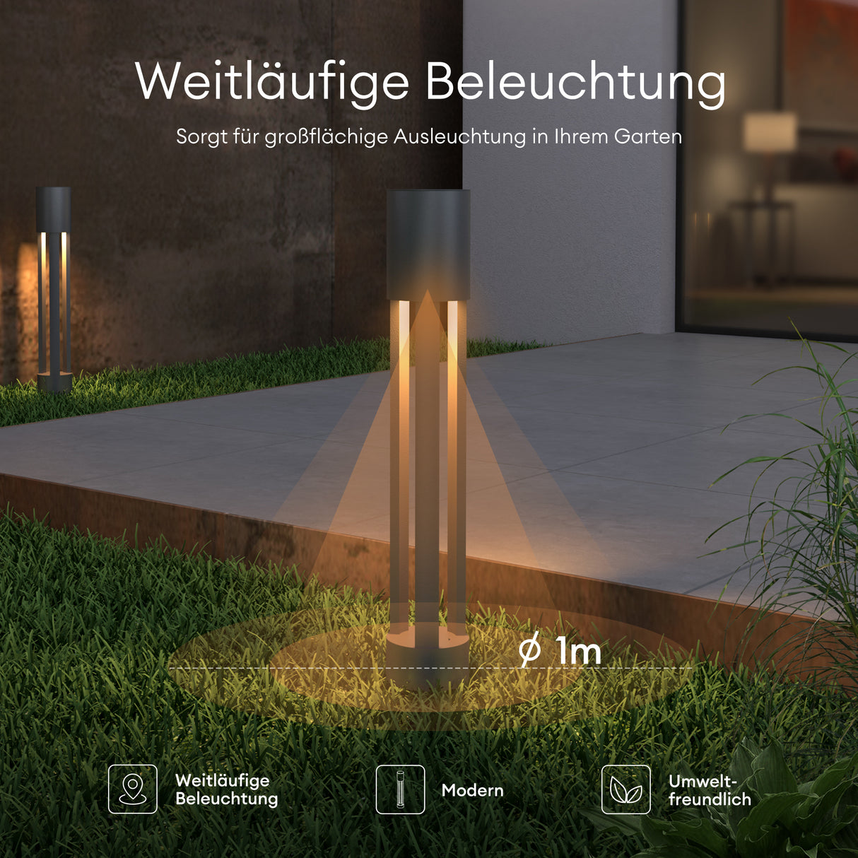 Luminaire extérieur glasvilla ⌀120xH700mm IP65 éclairage de chemin extérieur | Borne lumineuse pour jardin, lampadaire 3000K, lampe de jardin | Lampadaire d'extérieur 10W NeoForge