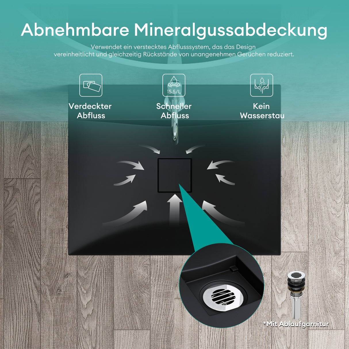 glasvilla Waschbecken Hängewaschtisch Aufsatzwaschschale aus Mineralguss Col810