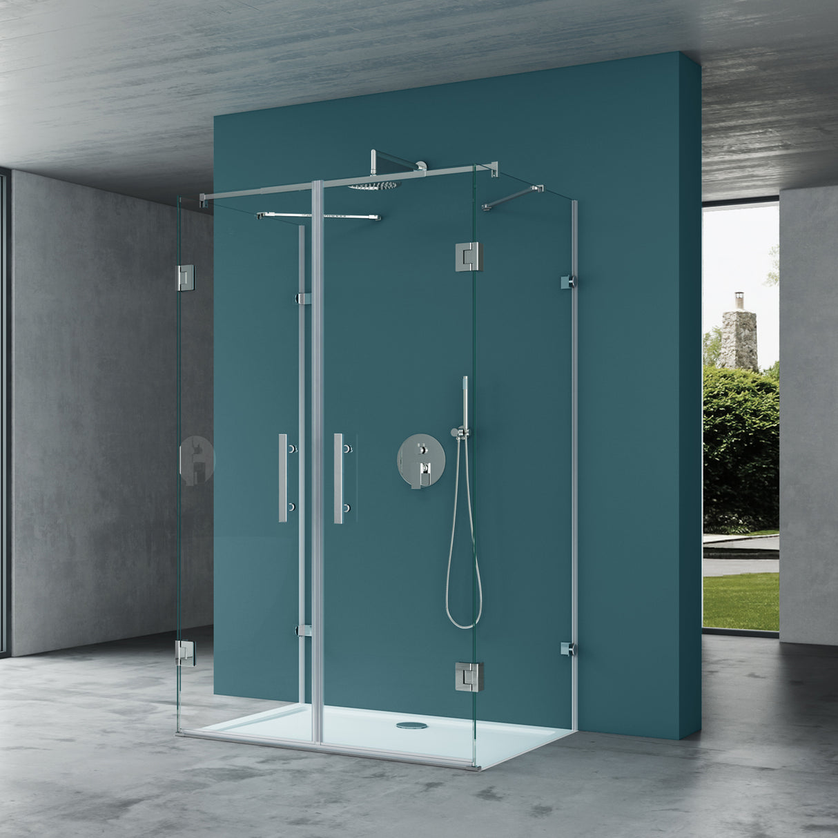 glasvilla Box Doccia a U, Cabina Bagno in Vetro Trasparente 8mm con Porta Girevole Box Cabina Doccia Angolare Ravenna40UK