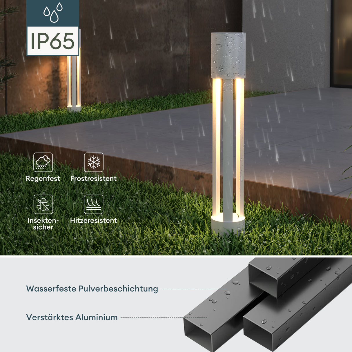 Luminaire extérieur glasvilla ⌀120xH700mm IP65 éclairage de chemin extérieur | Borne lumineuse pour jardin, lampadaire 3000K, lampe de jardin | Lampadaire d'extérieur 10W NeoForge