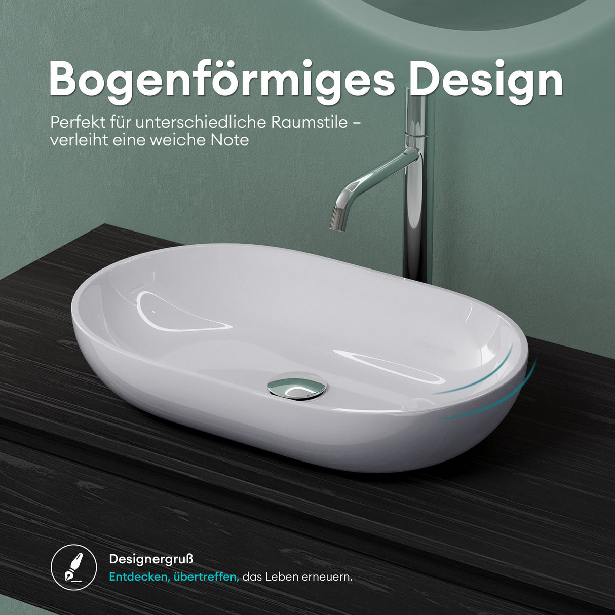 glasvilla Waschbecken Mineralguss Aufsatzwaschbecken Waschschale Col808