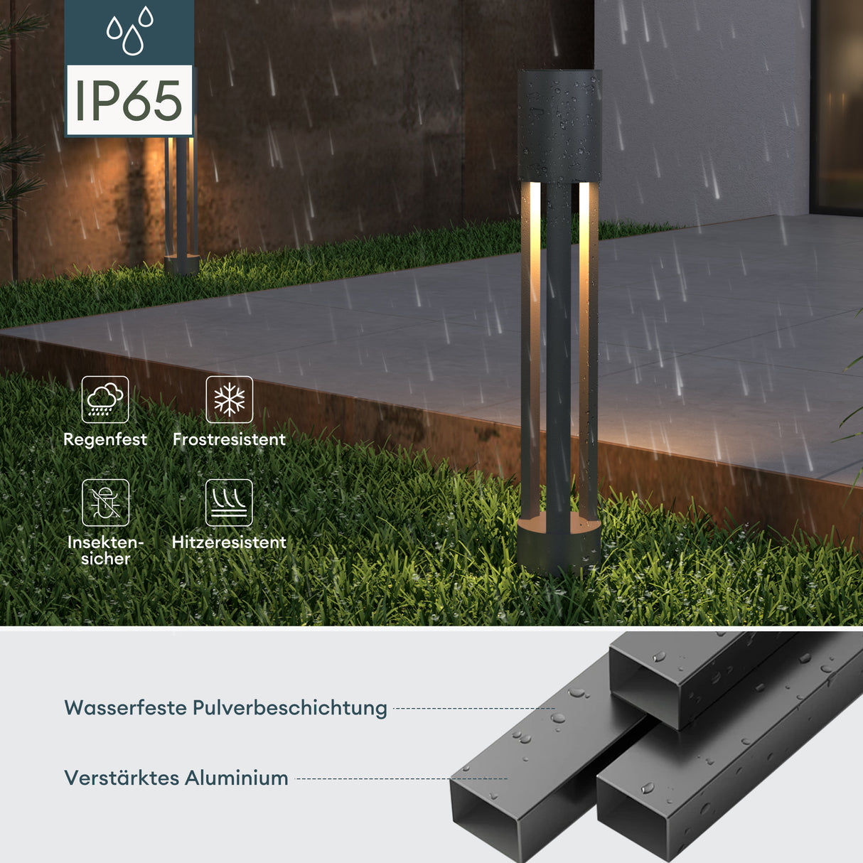 Luminaire extérieur glasvilla ⌀120xH700mm IP65 éclairage de chemin extérieur | Borne lumineuse pour jardin, lampadaire 3000K, lampe de jardin | Lampadaire d'extérieur 10W NeoForge