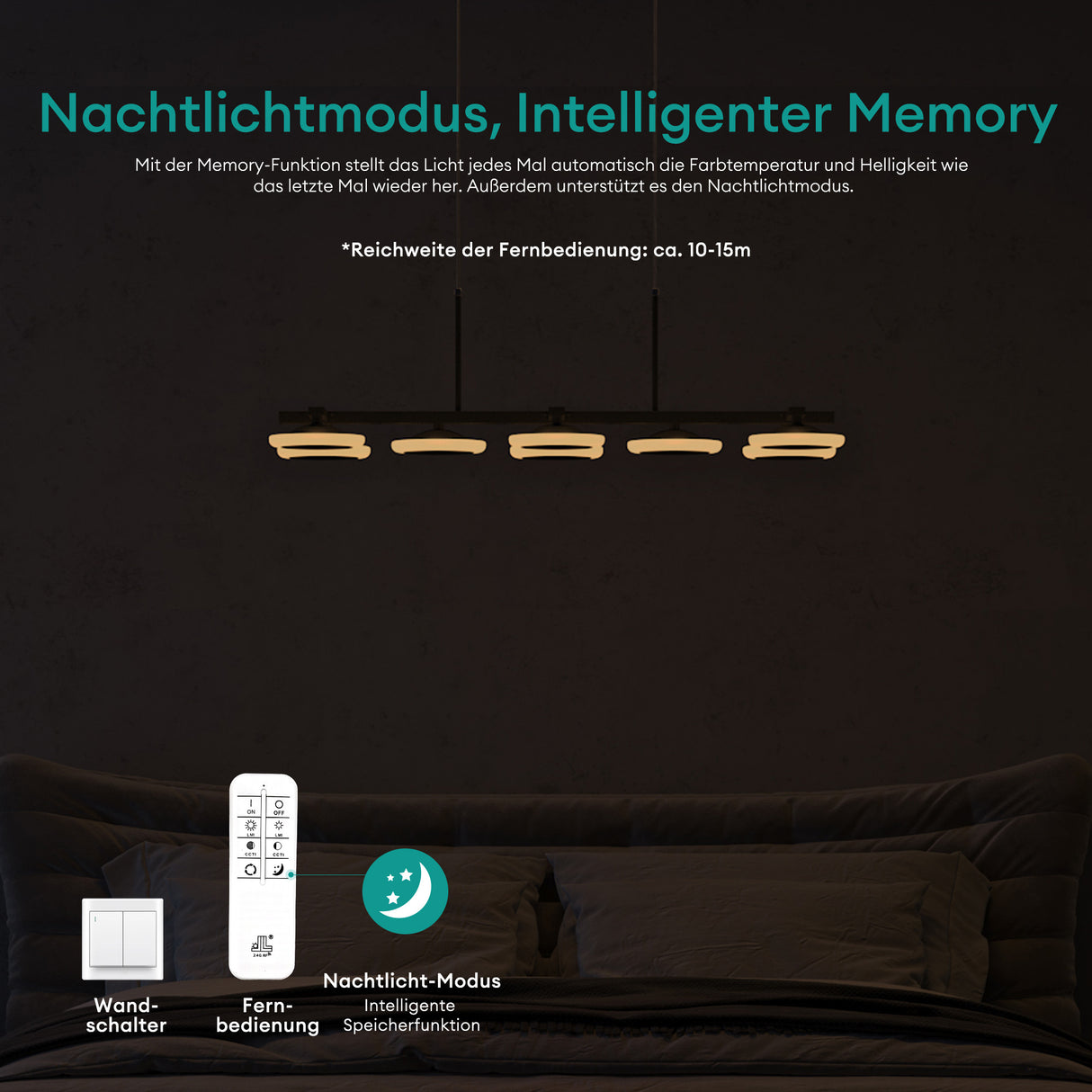 glasvilla Pendelleuchte LED Hängelampe Dimmbar mit Fernbedienung Verstellbares Kabel Hängeleuchte für Esszimmer Wohnzimmer Schlafzimmer