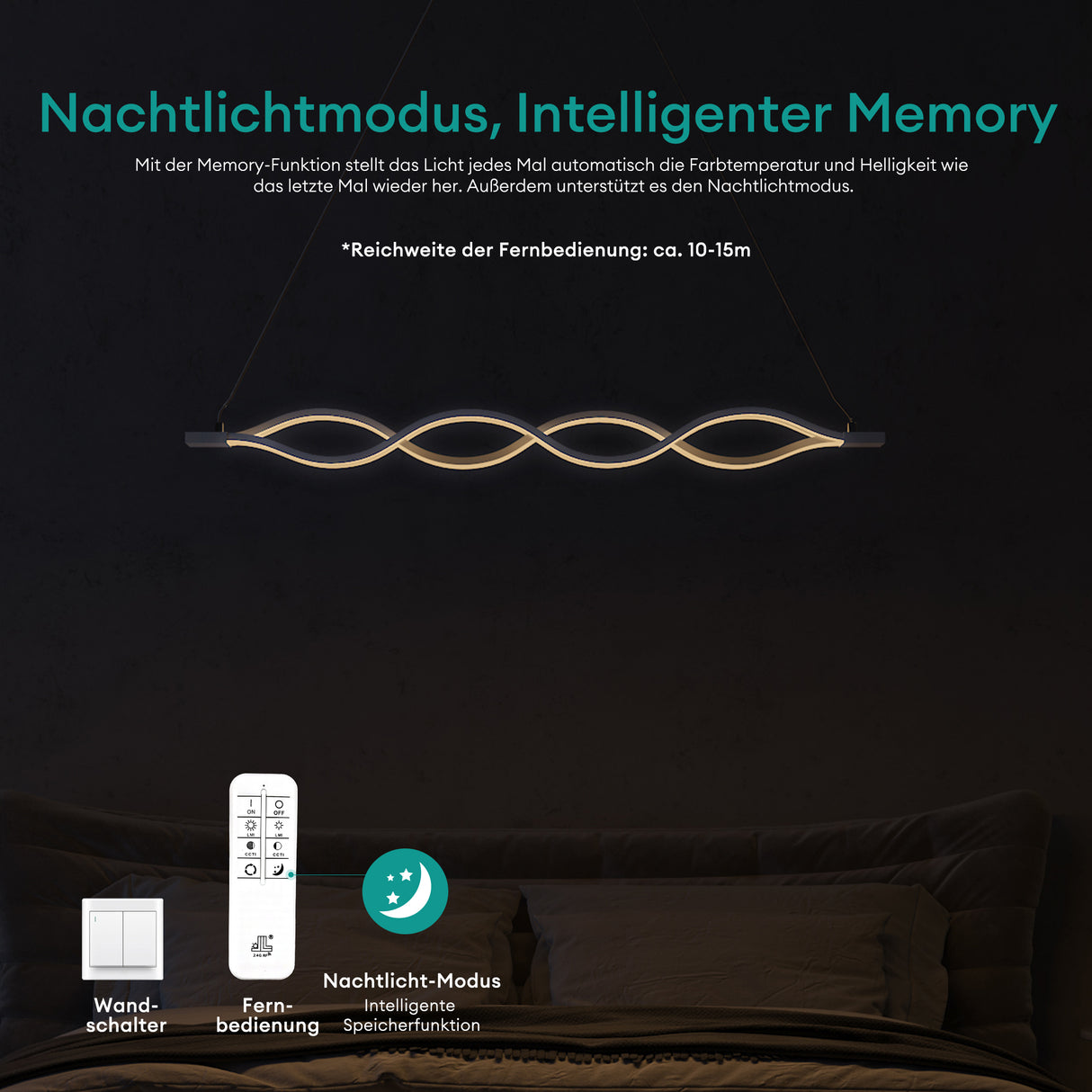 glasvilla Pendelleuchte LED Hängelampe Dimmbar mit Fernbedienung Verstellbares Kabel Hängeleuchte für Esszimmer Wohnzimmer Schlafzimmer