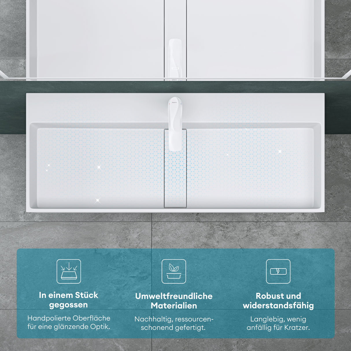 glasvilla Waschbecken Aufsatzwaschbecken Hängewaschbecken aus Mineralguss mit Armaturloch Col6028