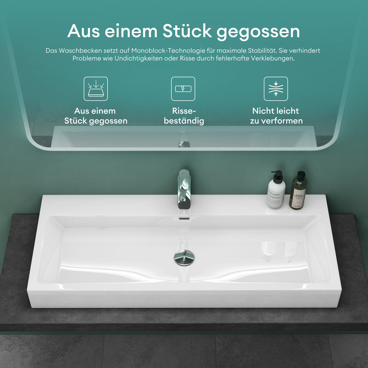 glasvilla Waschbecken Aufsatzwaschbecken Hängewaschbecken Waschschale Mineralguss Bad Eckig Col06