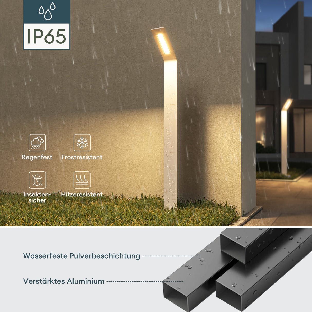 éclairage extérieur glasvilla IP65 éclairage de chemin extérieur | Borne lumineuse pour jardin, lampadaire 3000K, lampe de jardin | Lampe d'extérieur lampadaire 6W Scout