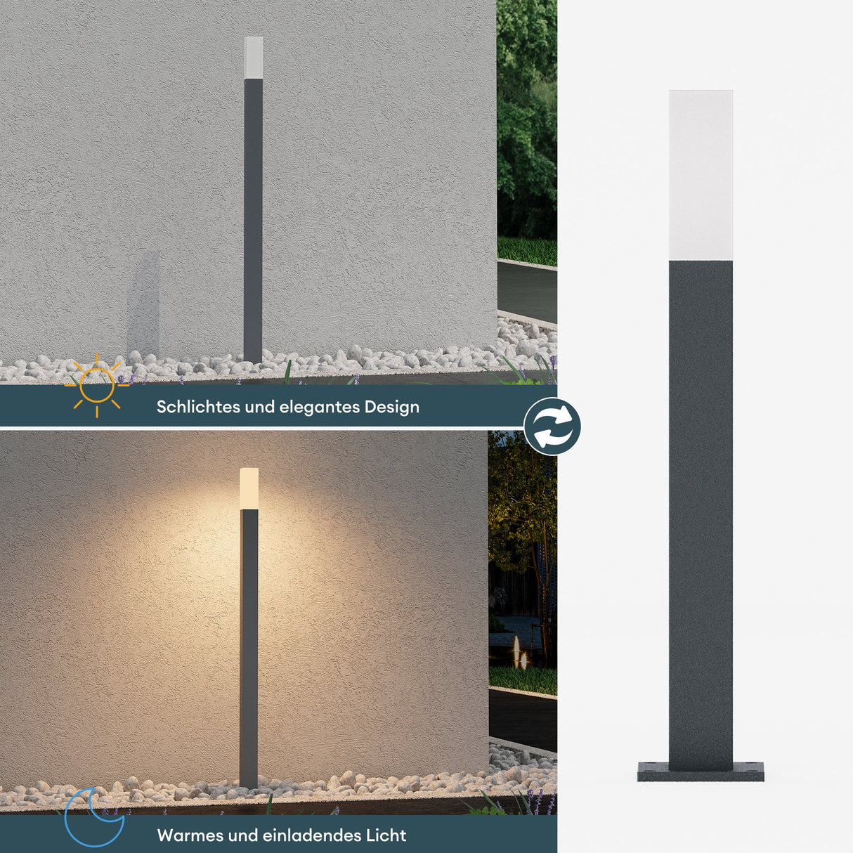 éclairage extérieur glasvilla IP65 éclairage de chemin extérieur | Borne lumineuse pour jardin, lampadaire 3000K, lampe de jardin | Lampadaire d'extérieur 3W Deus Lumina