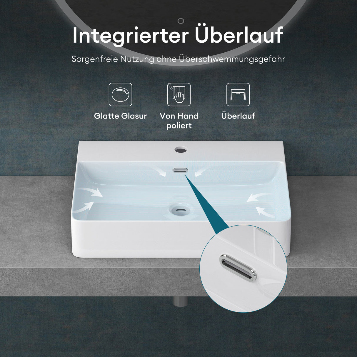 glasvilla Waschbecken Aufsatzwaschbecken Meissen201 Waschtisch aus Keramik inkl. Nano-Beschichtung
