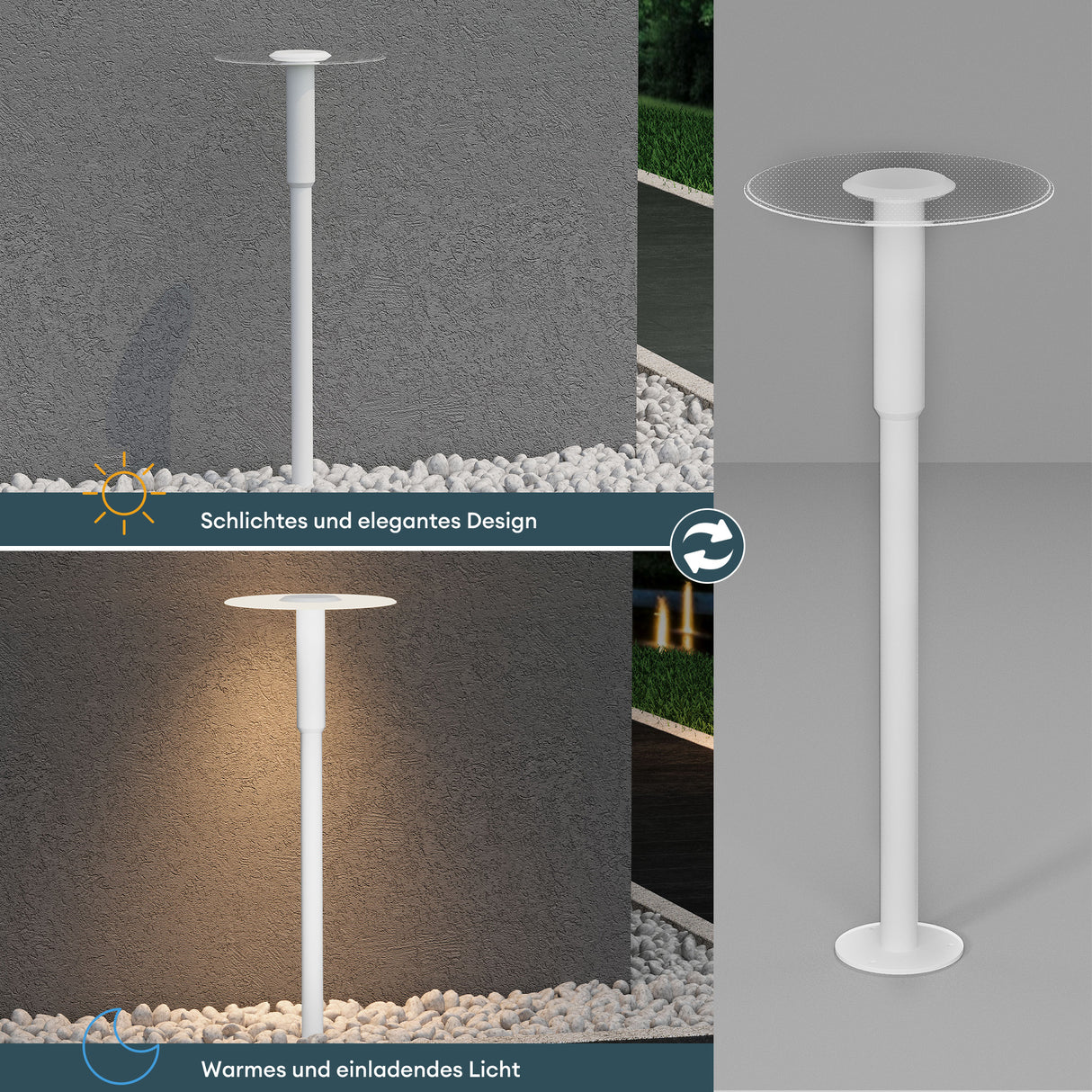 Luminaire extérieur glasvilla ⌀300xH804mm IP65 éclairage de chemin extérieur | Borne lumineuse pour jardin, lampadaire 3000K, lampe de jardin | Lampadaire d'extérieur 6W StellaeLights