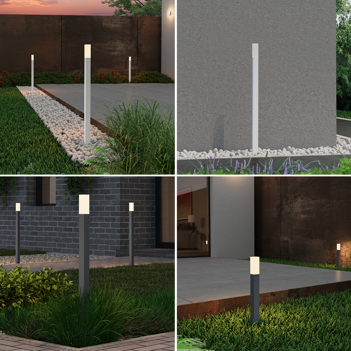 éclairage extérieur glasvilla IP65 éclairage de chemin extérieur | Borne lumineuse pour jardin, lampadaire 3000K, lampe de jardin | Lampadaire d'extérieur 3W Deus Lumina