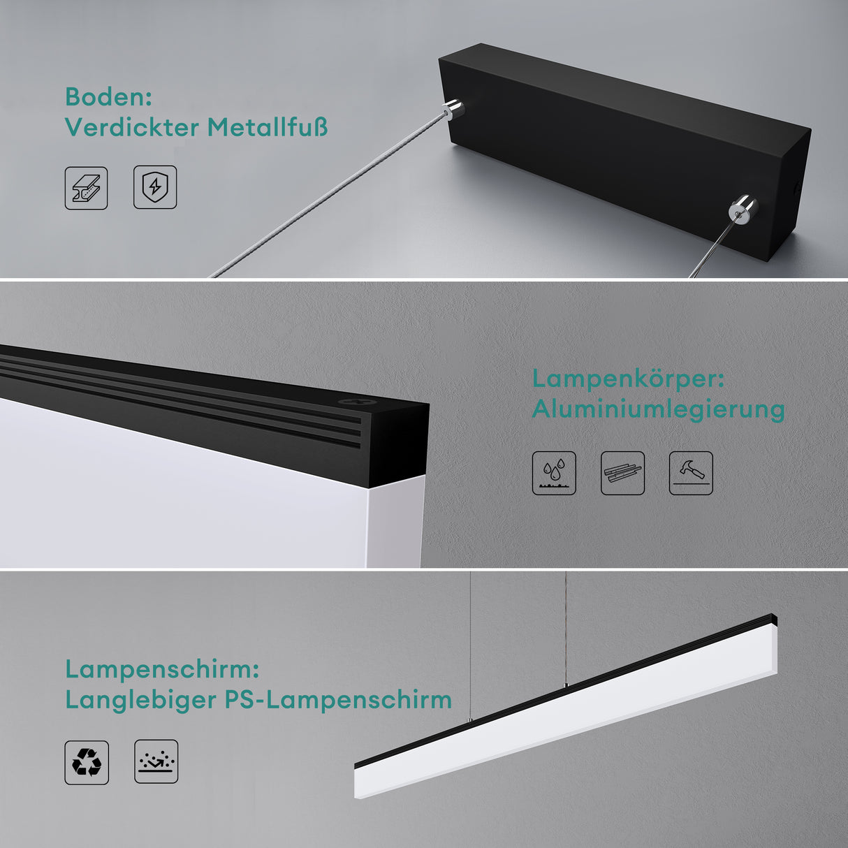 Suspension LED Glasvilla, à intensité variable avec télécommande, 3000K/4000K/6000K, câble ajustable, convient pour la salle à manger, le salon et la chambre.