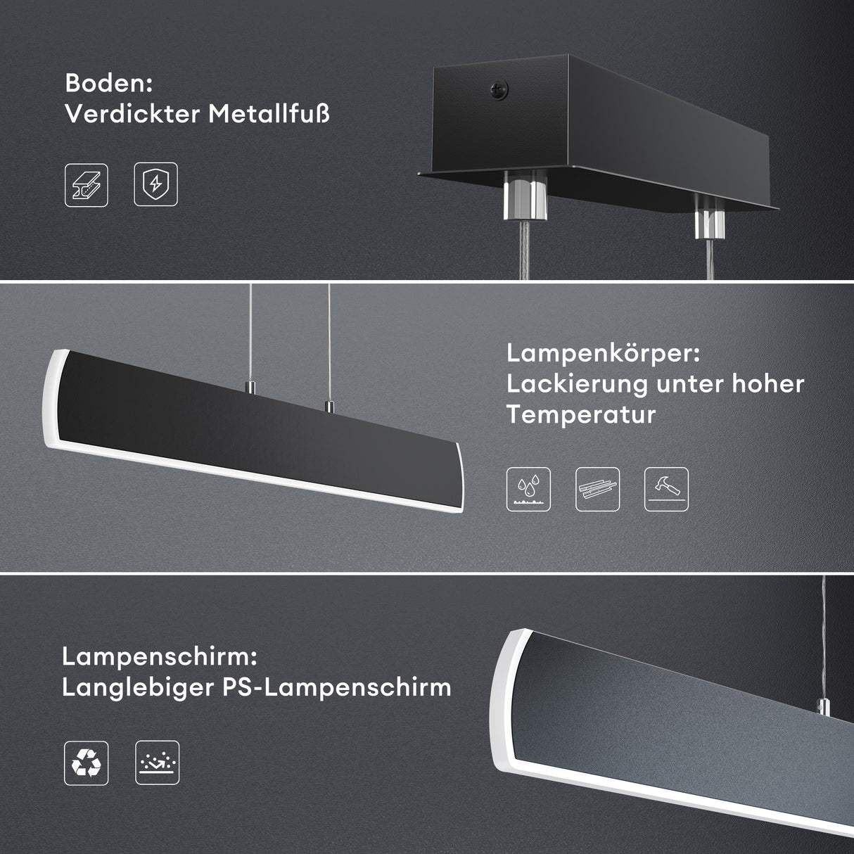 Suspension Glasvilla 100 cm, lampe LED dimmable avec télécommande, température de couleur 3000K/4000K/6000K, câble ajustable, 20 W, idéale pour salle à manger, salon ou chambre.