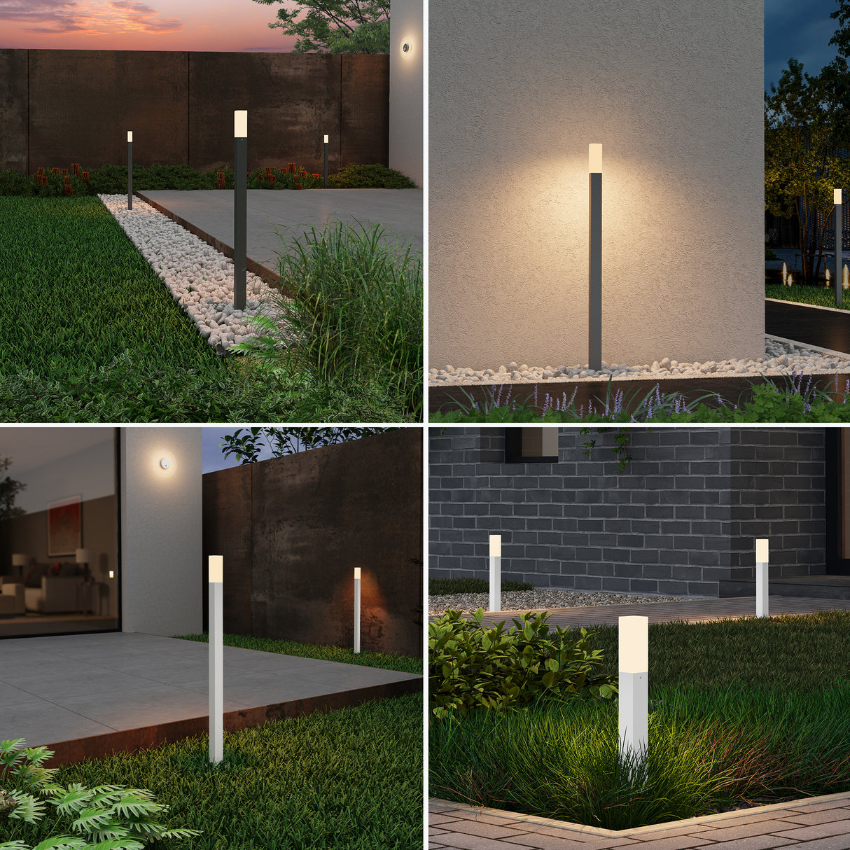 éclairage extérieur glasvilla IP65 éclairage de chemin extérieur | Borne lumineuse pour jardin, lampadaire 3000K, lampe de jardin | Lampadaire d'extérieur 3W Deus Lumina