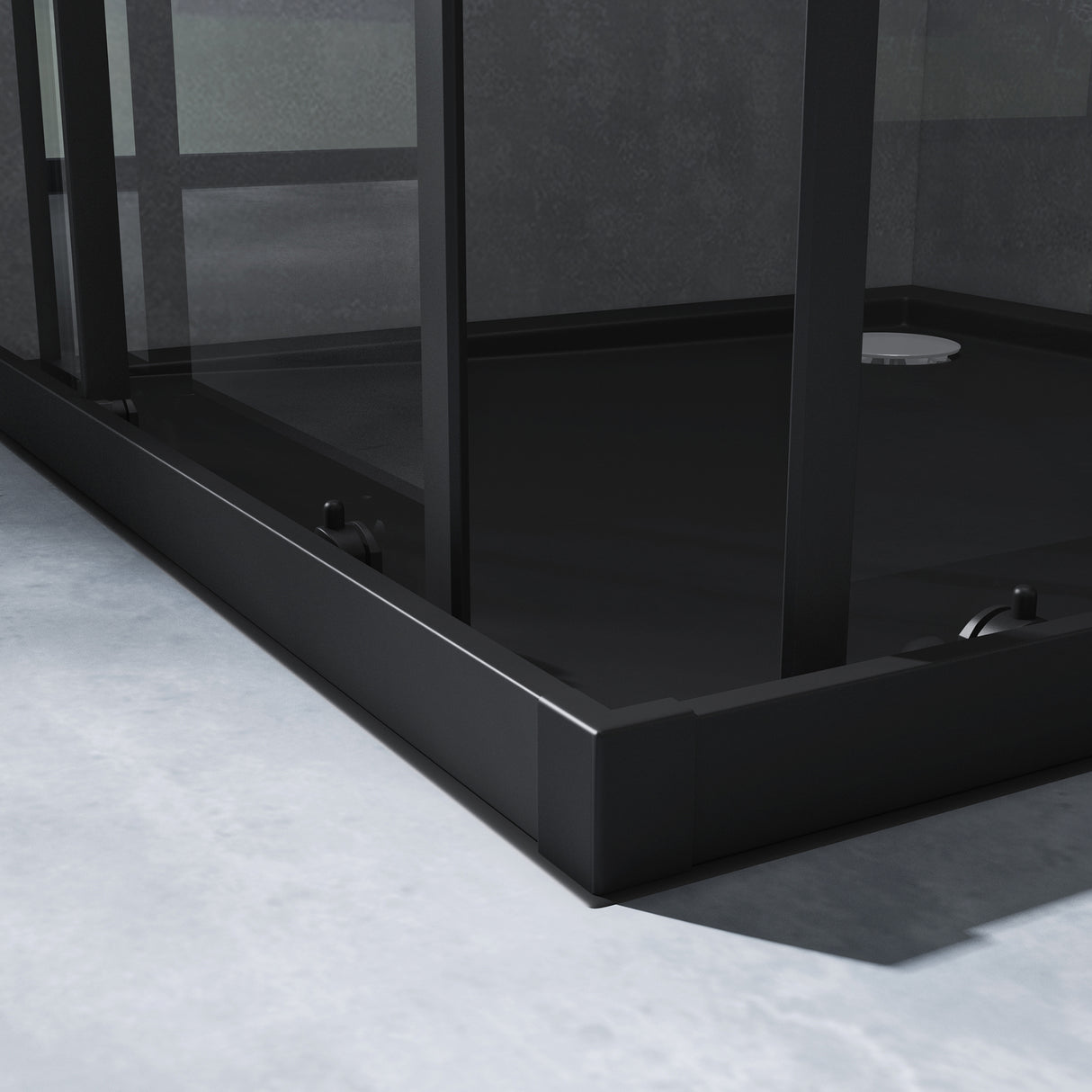 Cabine de douche Glasvilla avec double porte coulissante, porte d'angle, verre véritable effet lotus, verre de sécurité trempé 6 mm Ravenna16K noir