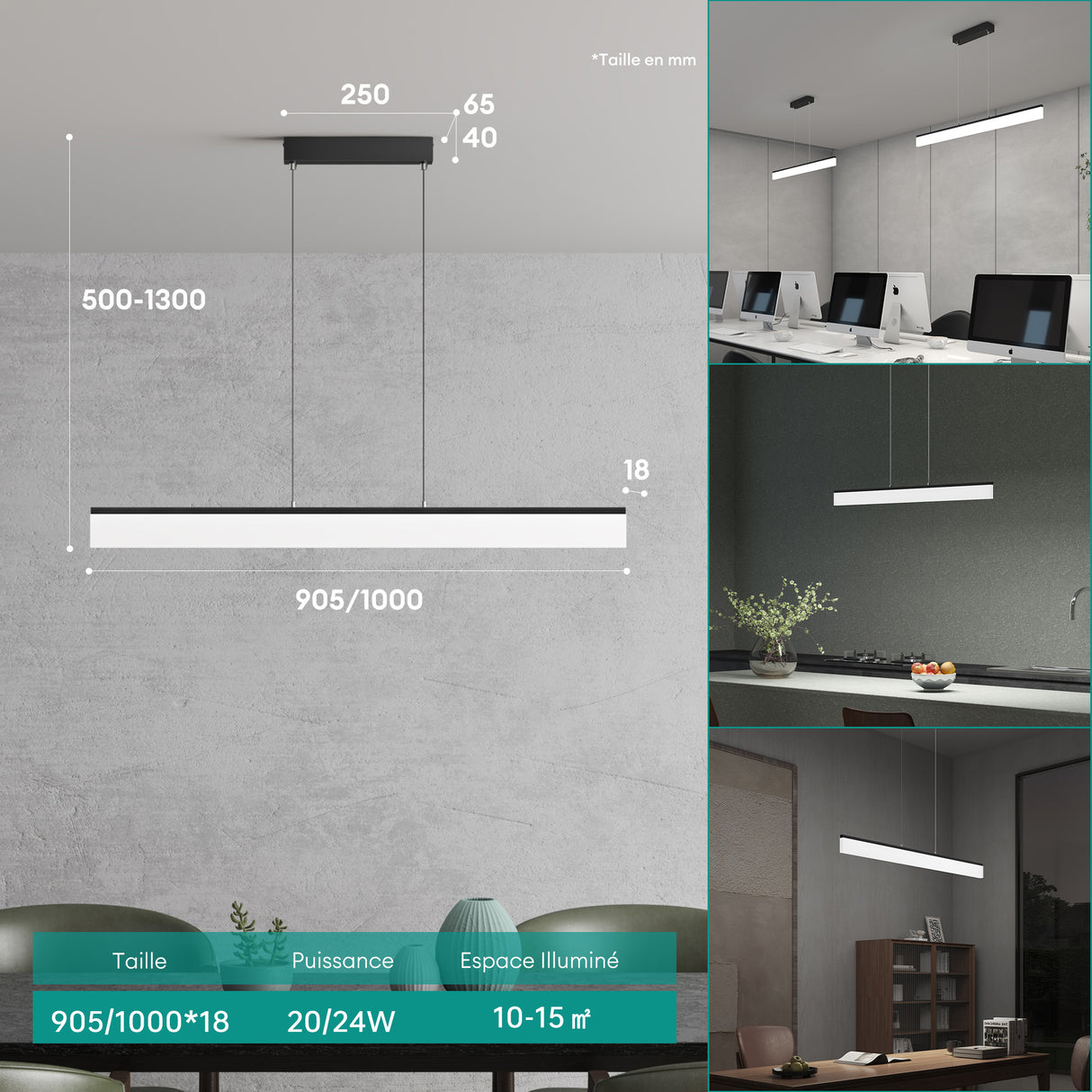 glasvilla Pendelleuchte LED Hängelampe Dimmbar mit Fernbedienung 3000K/4000K/6000K Verstellbares Kabel Hängeleuchte für Esszimmer Wohnzimmer Schlafzimmer