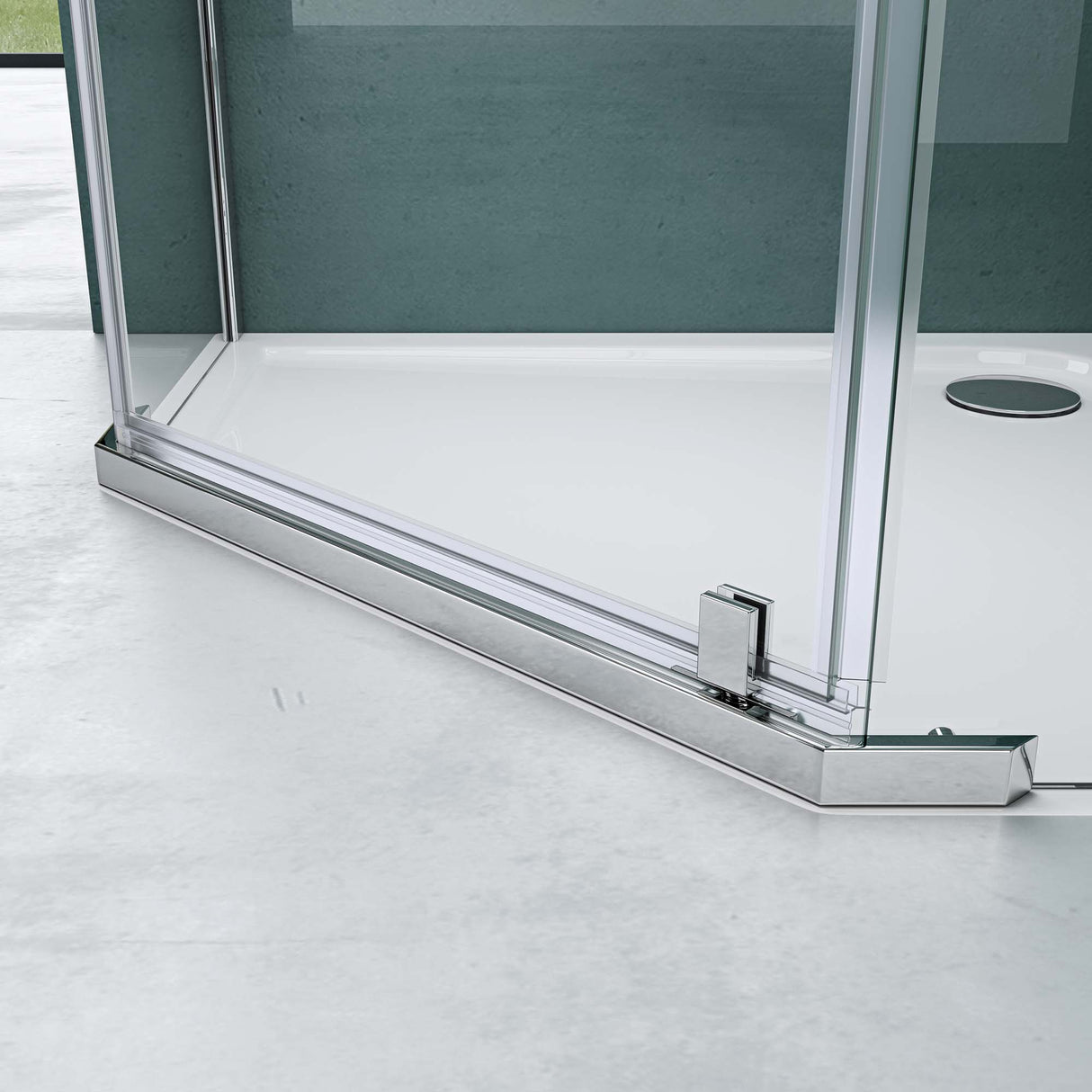 Cabine de douche pentagonale Glasvilla avec receveur, paroi de douche, verre véritable, installation au niveau du sol possible, paroi de douche en verre trempé de sécurité de 8 mm Ravenna08