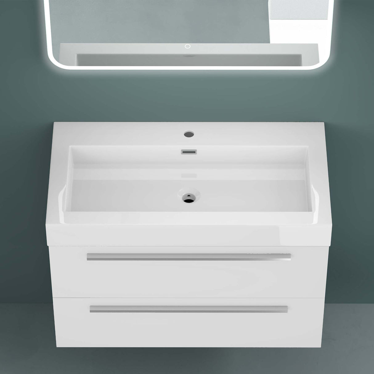 glasvilla Mobile Bagno Sospeso con Lavabo da Marmo Fuso Mobiletto per Bagno con Lavabo Quadratto