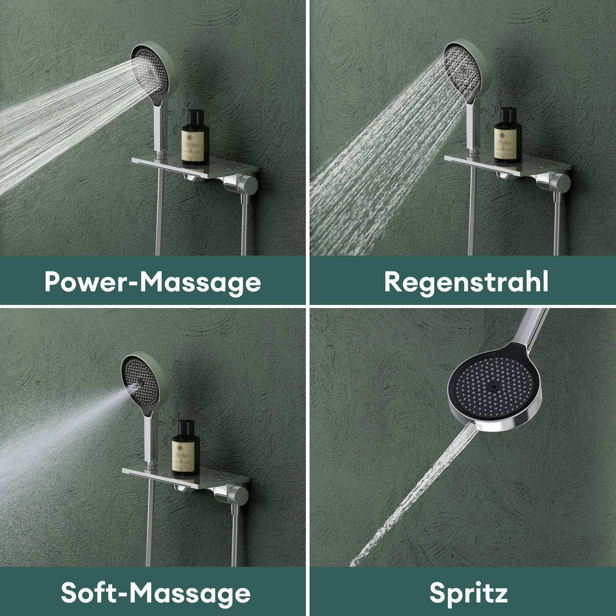 glasvilla Badewannenarmatur mit Handbrause Wasserfall Wannenarmatur Strahlarten Handbrause aus Messing inkl. Brausestange und Brauseschlauch