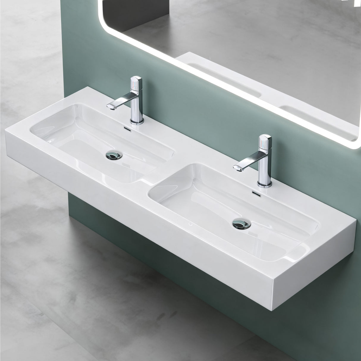 glasvilla Doppelwaschbecken Aufsatzwaschbecken Hängewaschbecken Waschbecken mineralguss Waschplatz Waschtisch Col830