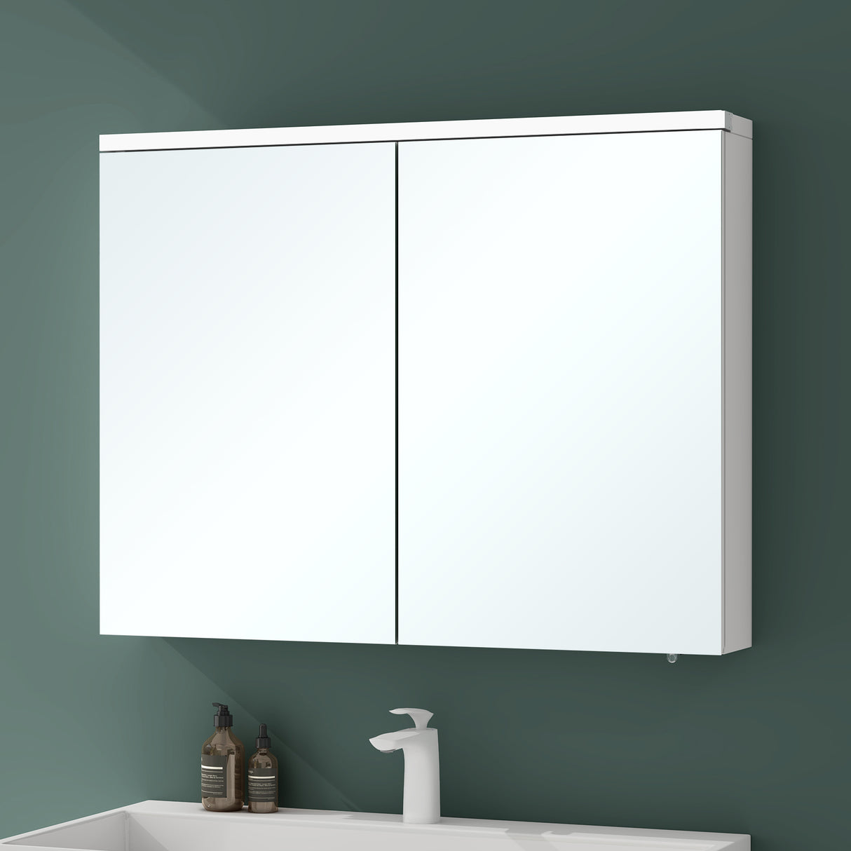 glasvilla Armadietto a Specchio con Luce Specchio con Pensile per Bagno con Luce LED Mobiletto da Bagno a Muro con Specchio Spiegelschrank-03