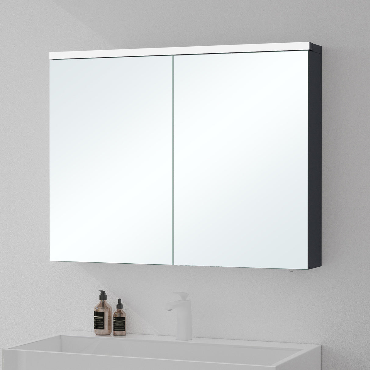glasvilla Armadietto a Specchio con Luce Specchio con Pensile per Bagno con Luce LED Mobiletto da Bagno a Muro con Specchio Spiegelschrank-03