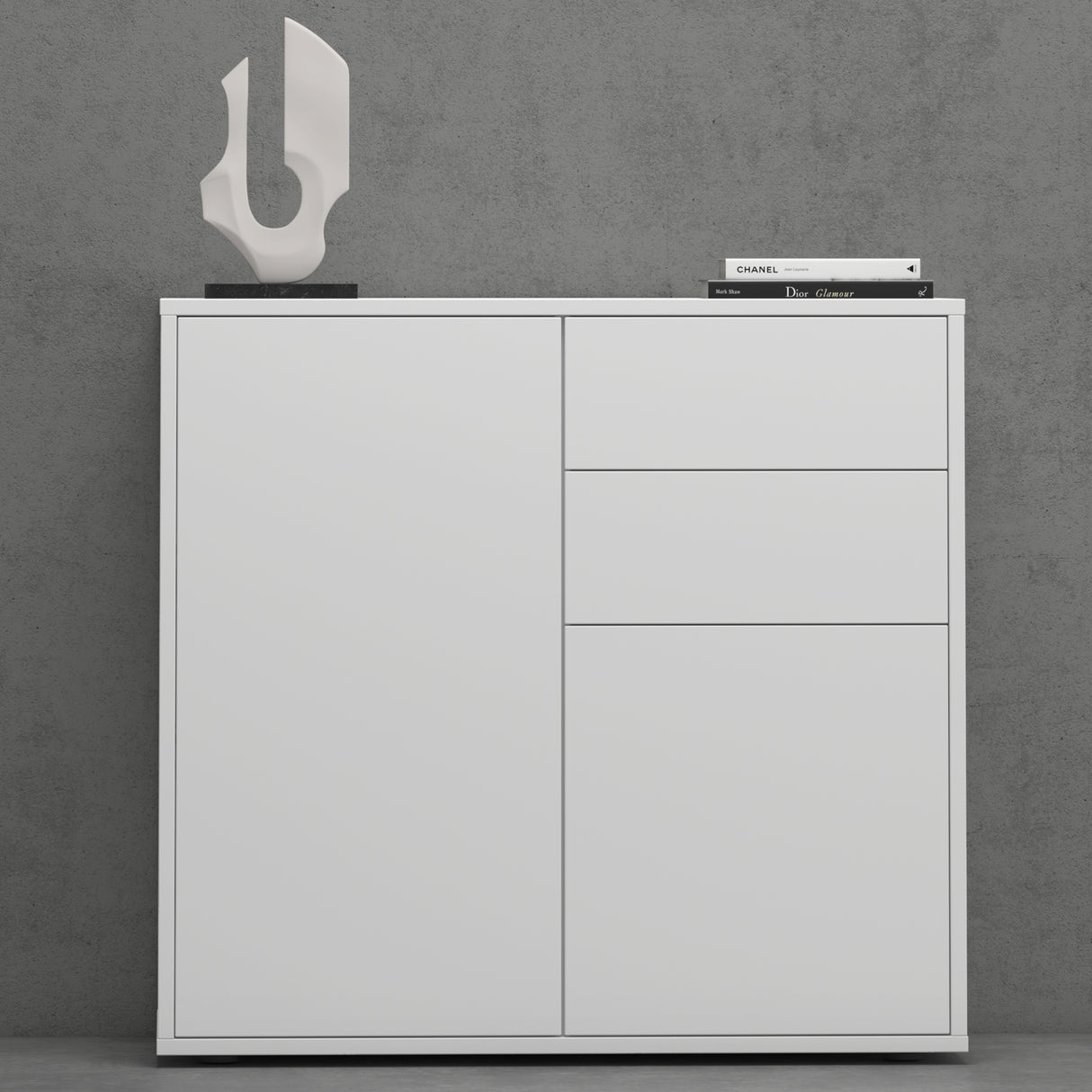 glasvilla Mobile Contenitore con 2 Ante e 2 Cassetti Mobiletto Bagno per Soggiorno, Sala da Pranzo, Camera da Letto Schrank05