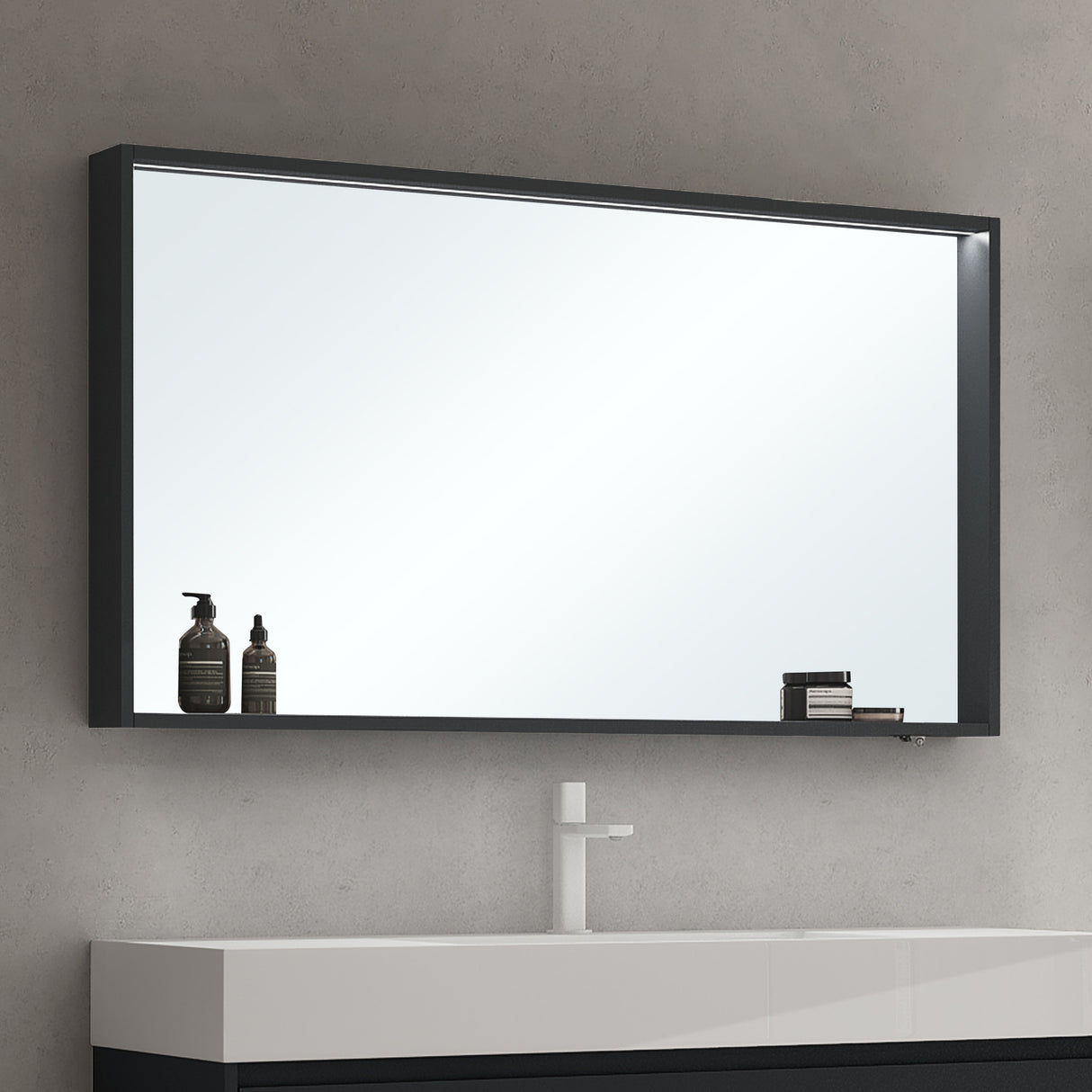glasvilla Armadietto a Specchio con Luce Specchio con Pensile per Bagno con Luce LED Mobiletto da Bagno con Ante a Specchio Spiegelschrank-01
