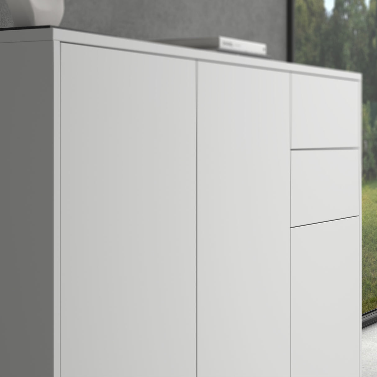 glasvilla Mobile Contenitore con 2 Ante e 2 Cassetti Mobiletto Bagno per Soggiorno, Sala da Pranzo, Camera da Letto Schrank05