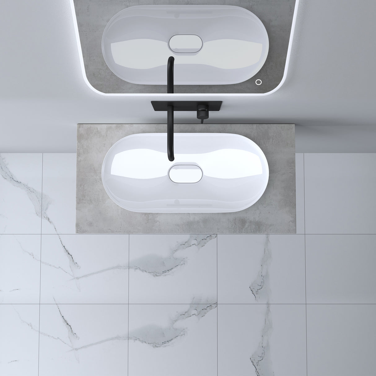 Support de lavabo Glasvilla avec support de console en acier inoxydable et support de lavabo anthracite brossé