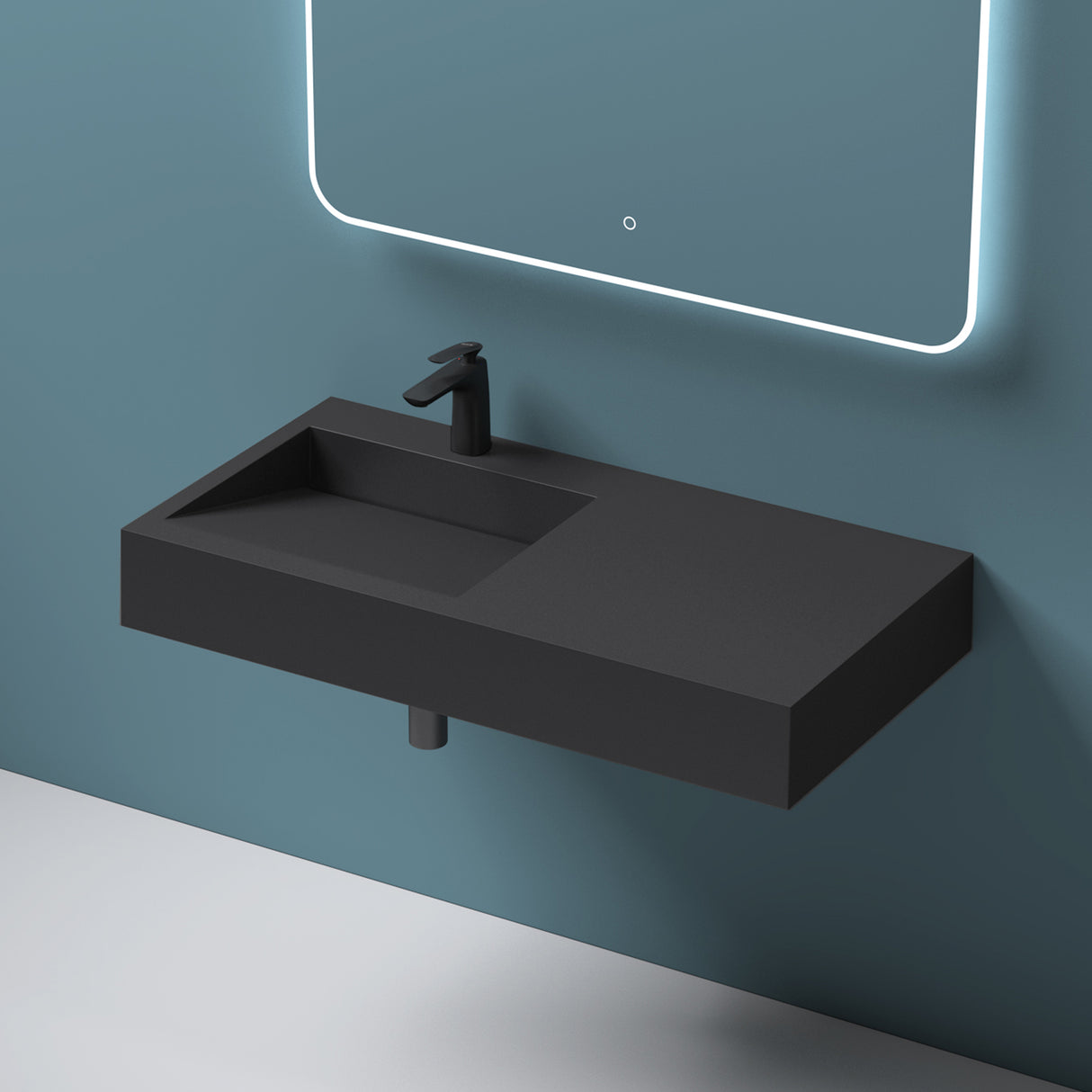 glasvilla Waschbecken Hängewaschbecken Aufsatzwaschbecken Mineralguss rechteckige Form Col11