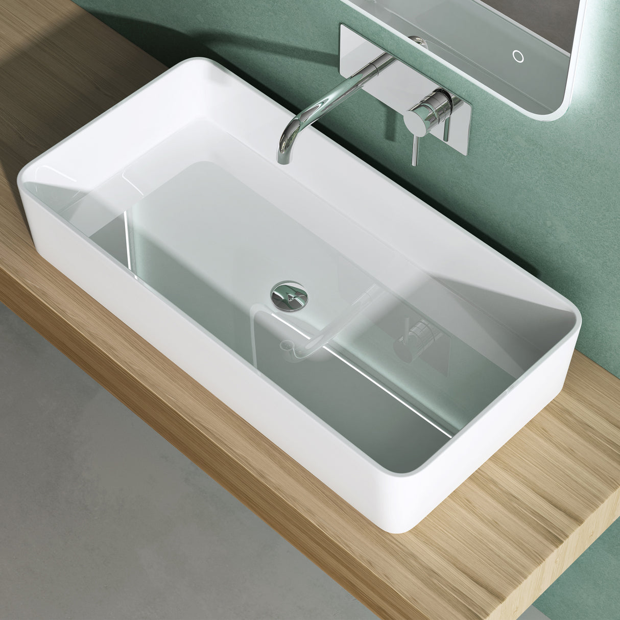 glasvilla Aufsatzwaschbecken Waschtisch aus Mineralguss ohne Armaturenloch Col102