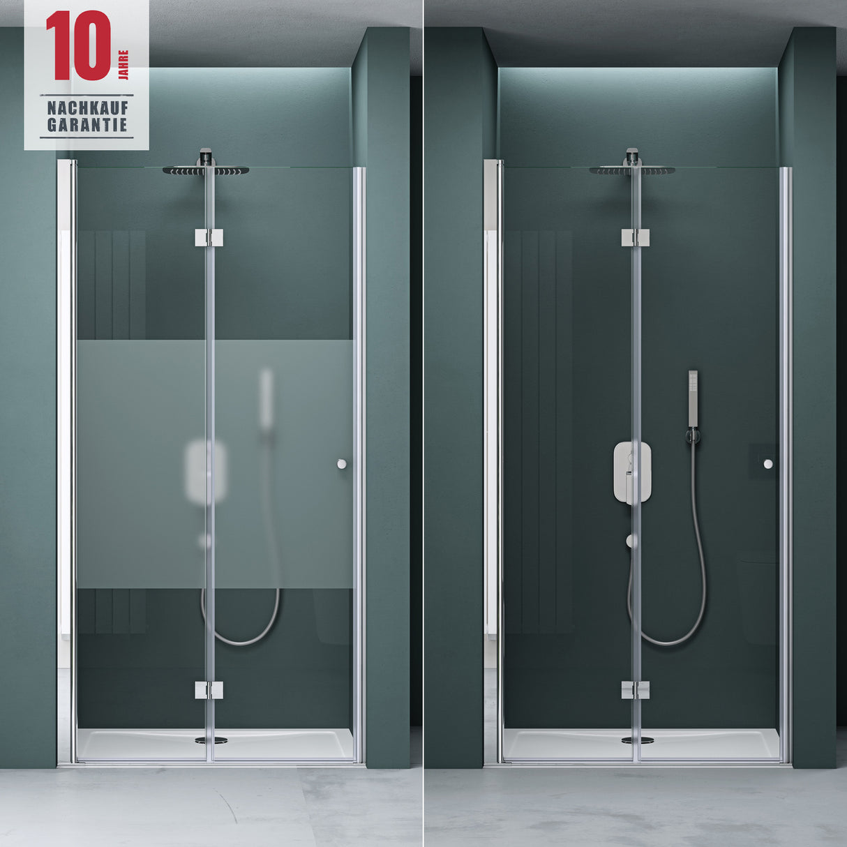 glasvilla Box Doccia a Nicchia in Vetro con Porte Scorrevoli Box Cabina Doccia in Vetro Trasparente e Parzialmente Satinato di Sicurezza ESG con Rivestimento Nano Teramo26K+MS