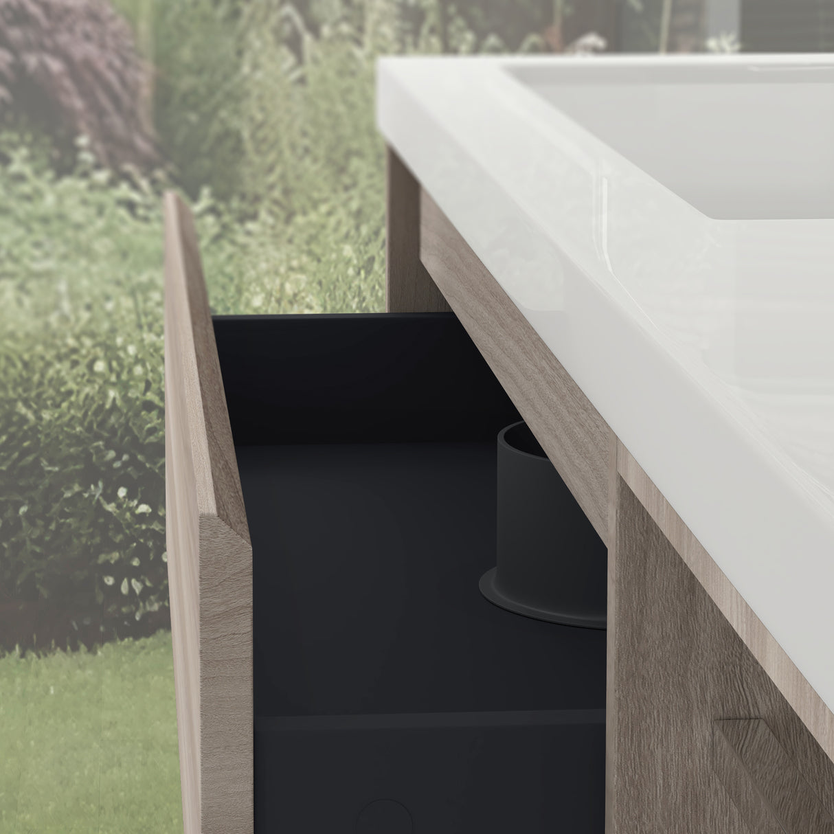 glasvilla Mobile Bagno Sospeso 120x46x49cm Mobiletto da Bagno con Lavabo da Marmo Fuso Open