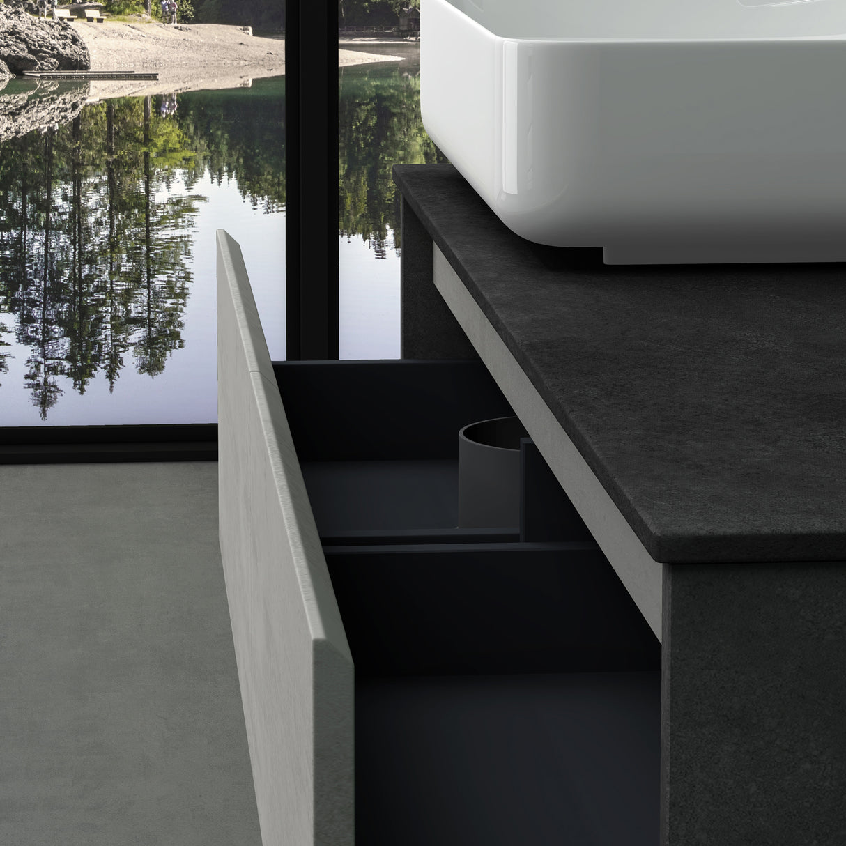 Ensemble de meubles de salle de bain Glasvilla avec meuble sous-vasque à 2 tiroirs et lavabo normal