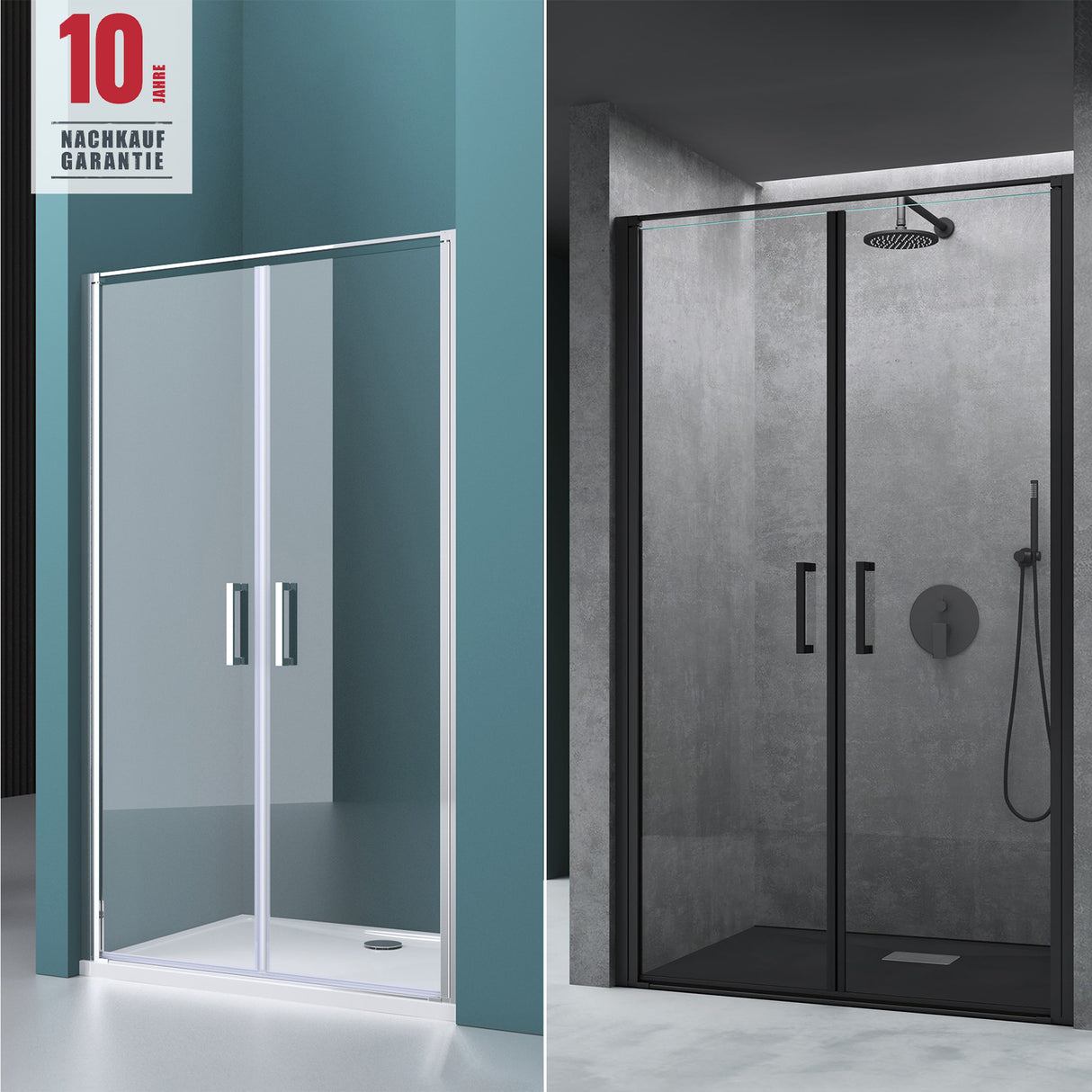 glasvilla Box Doccia a Nicchia in Vetro Trasparente 8mm Box Doccia Cromo e Nero con Porte Pieghevoli Cabina Bagno con Sistema Rotatorio di Sollevamento e Abbassamento Teramo66