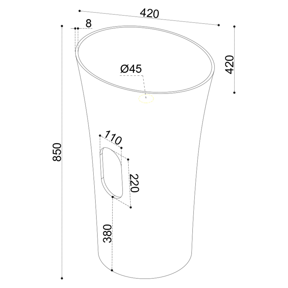 Lavabo Glasvilla, lavabo sur pied en résine minérale moulée, meuble vasque, colonne sur pied Colossum33