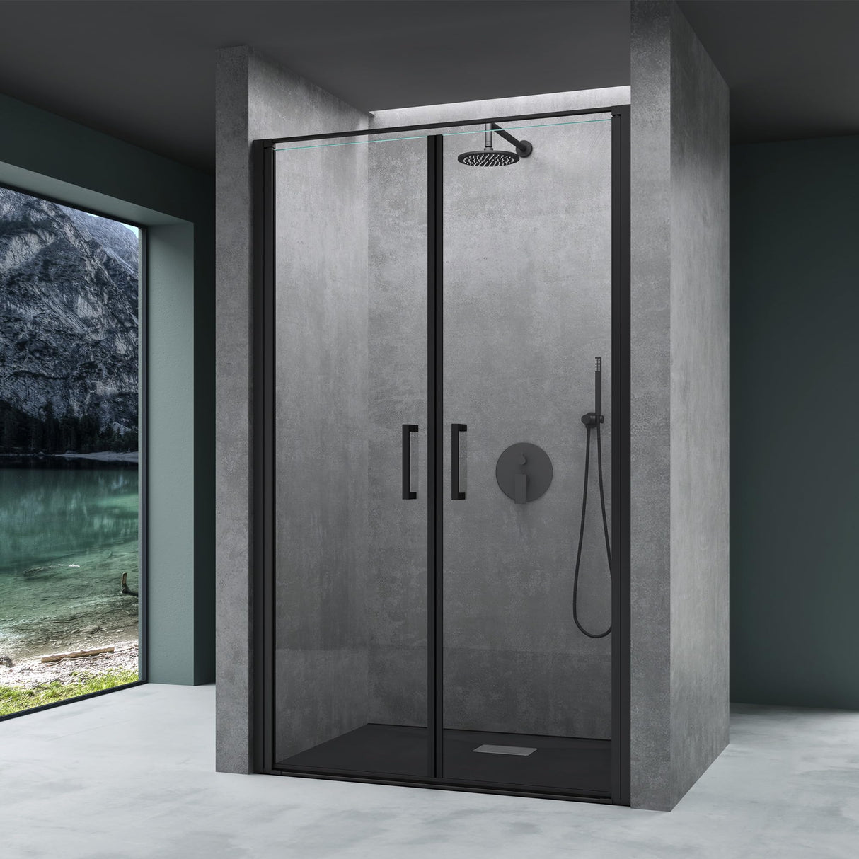 glasvilla Box Doccia a Nicchia in Vetro Trasparente 8mm Box Doccia Cromo e Nero con Porte Pieghevoli Cabina Bagno con Sistema Rotatorio di Sollevamento e Abbassamento Teramo66