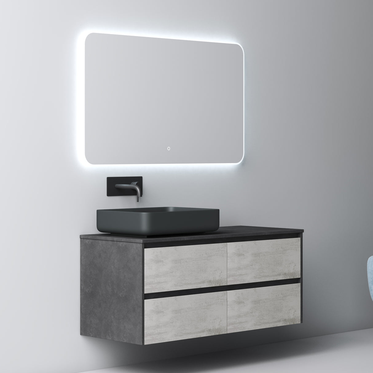 Ensemble de meubles de salle de bain Glasvilla avec meuble sous-vasque à 2 tiroirs et lavabo normal