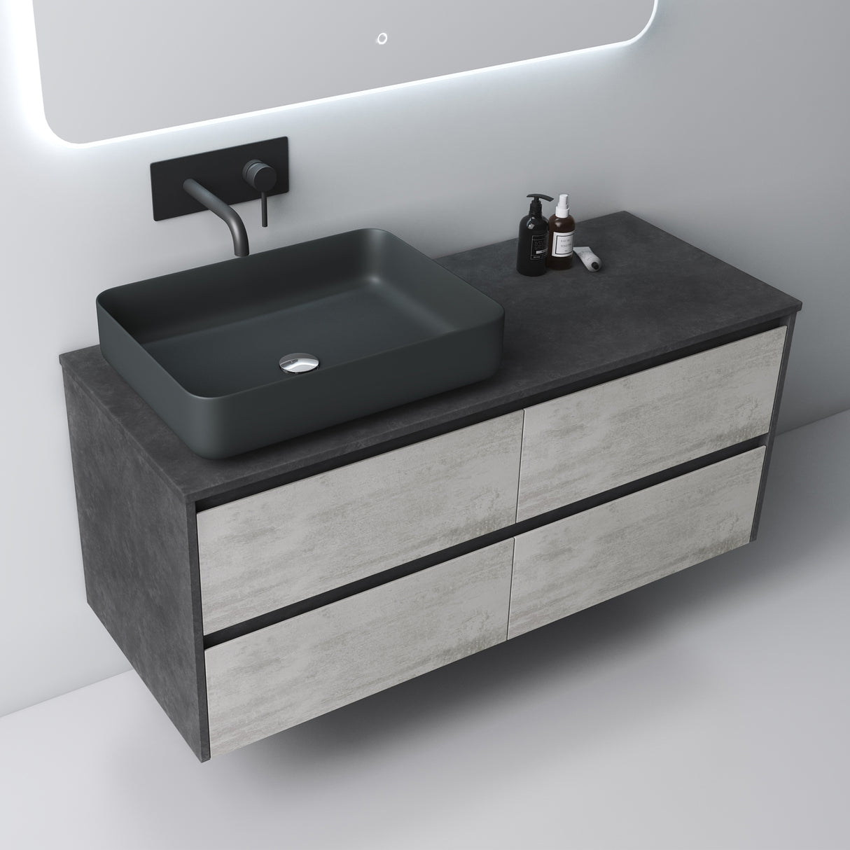 Ensemble de meubles de salle de bain Glasvilla avec meuble sous-vasque à 2 tiroirs et lavabo normal